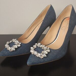 Jessica Simpson denim stillettos
